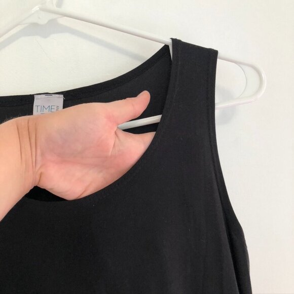 TIME AND TRU Sleeveless Knit Dress Solid Black Round Neck Short Mini Shift Small - Picture 7 of 13